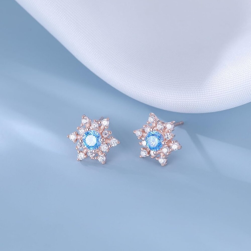 Solid 925 Sterling Silver Sparkling Blue Crystal … - image 5